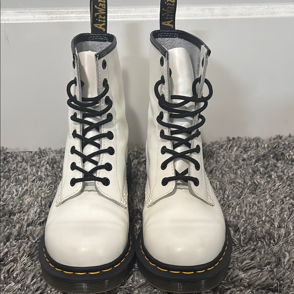 New Dr. Martens White and Black Combat Boots